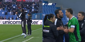 Grosso impazzisce in Sassuolo-Fiorentina: viene espulso e Matic lo trattiene