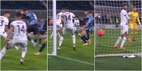 Scamacca gol di tacco pazzesco in Atalanta-Cagliari: la fotosequenza