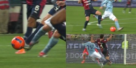 Miretti cade in area, Massa fischia rigore e lo toglie dopo l'OFR: la sequenza