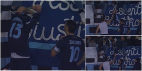 Romagnoli e la maglia regalata ai tifosi della Lazio prima dell'addio