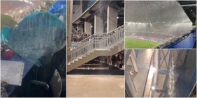 Clamoroso a Barcellona: il Camp Nou sott'acqua dopo una violenta grandinata