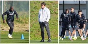 Conte prepara il Napoli per il Chelsea: le foto dell'allenamento con Lukaku in campo