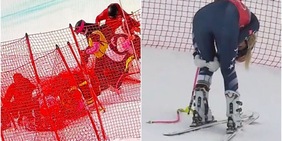 Lindsey Vonn cade a Crans Montana a pochi giorni dalle Olimpiadi e si tocca il ginocchio