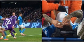 Di Lorenzo, brutto infortunio in Napoli-Fiorentina: barella e mani nei capelli, cosa è successo
