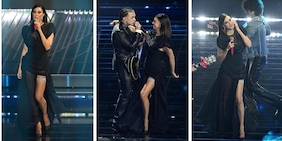 Belen Rodriguez, la sexy giarrettiera manda in tilt Sanremo e i social