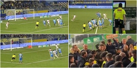 Bufera Rocchi a Carrara: contestato in tribuna dopo un rigore fatto ripetere al 94' al Catanzaro