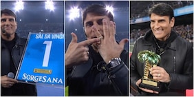 Sal Da Vinci riceve una maglia celebrativa dal Napoli poi canta "Per sempre sì": le foto dal Maradona