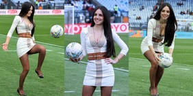 Roma-Lecce, Giusy Meloni incanta a bordocampo