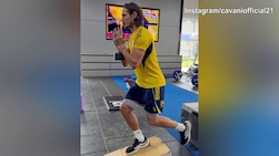 Cavani, che forza: l'attaccante lavora in palestra per recuperare dall'infortunio