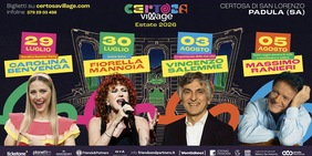 Certosa Village 2026: Carolina Benvenga, Fiorella Mannoia, Vincenzo Salemme e Massimo Ranieri protagonisti dell’estate alla Certosa di Padula