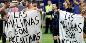 Lo striscione dell'Argentina sulle Malvinas fa infuriare gli inglesi: "Una provocazione"