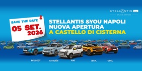 Stellantis &You Napoli triplica: sabato 5 settembre apre il terzo punto vendita dedicato alle auto usate certificato Spoticar a Castello di Cisterna