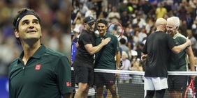 Federer dà spettacolo agli Us Open: in campo con McEnroe, Agassi e Roddick