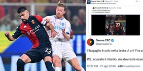Il Genoa risponde a Ryanair su Vasquez-De Bruyne: "Scusate il ritardo, ma siete abituati"