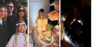 La comunione di Isabel Totti: gli abiti, la bomboniera, le foto della festa e il bacio con papà Francesco che spazza via le bugie
