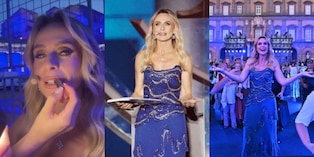Serena Autieri è la splendida Dea Partenope in azzurro per Napoli 100 FOTO