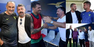 Gattuso fa visita alla Lazio: dal colloquio con Sarri all'allenamento visto con Buffon e Bonucci FOTO e VIDEO