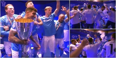 FOTO La pazza festa negli spogliatoi dei giocatori del Napoli dopo la vittoria in Supercoppa