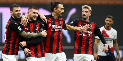 Milan-Crotone 4-0: doppiette Ibra e Rebic, Pioli primo