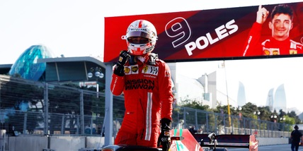 Ferrari, Leclerc in pole a Baku: "Pensavo di aver fatto un giro schifoso"