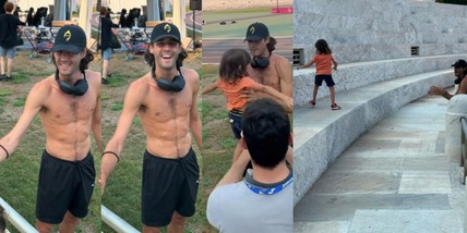 Tamberi salta con un piccolo tifoso durante l'allenamento: le immagini a sorpresa