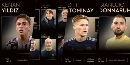 Pallone d'Oro, tutti i candidati per i premi di stasera: ci sono Yildiz, Donnarumma e Conte