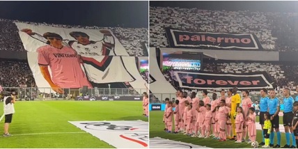Palermo-Manchester City, la coreografia dei tifosi rosanero in onore degli Oasis