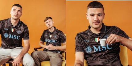 Il Napoli cita De Andrè e presenta la terza maglia versione caffè