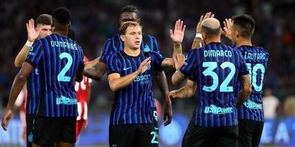Inter ok con l'Olympiakos: Dimarco, gol e infortunio. A segno anche Thuram