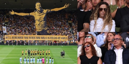 Diogo Jota, la moglie e i genitori in lacrime durante l'omaggio del Wolverhampton