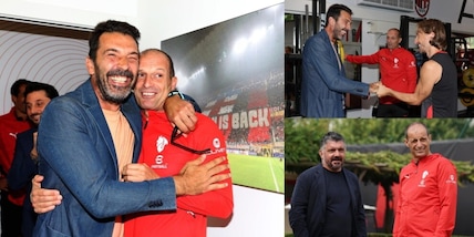 L'Italia incontra il Milan: Gattuso e Buffon con Allegri, Tare e i giocatori