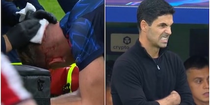 Gyokeres shock in Champions, sangue in testa dopo uno scontro. Arteta reagisce così in panchina
