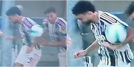 Bufera Verona-Juve, il tocco di mano di Joao Mario in area: la fotosequenza del rigore