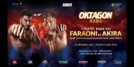 Oktagon Roma 2025: match clou Faraoni vs Akira Jr. per la cintura dei massimi di kickboxing