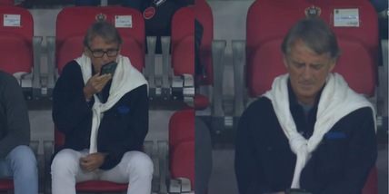 Roberto Mancini in tribuna per Nizza-Roma: le immagini dall'Allianz Riviera