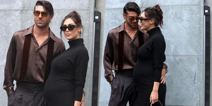 Cecilia Rodriguez con il pancione e Ignazio Moser alla Fashion Week di Milano