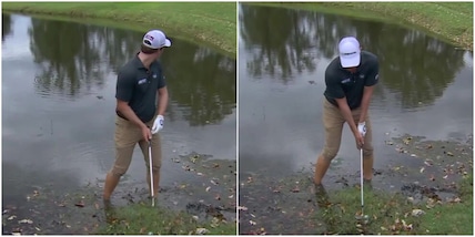 Puro terrore nel torneo di golf: è costretto a colpire la pallina, ma quello che spunta alle sue spalle fa spavento…