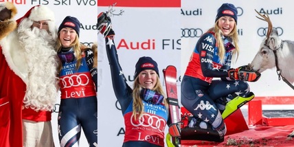 Mikaela Shiffrin ora ha la sua slitta di Babbo Natale: con la vittoria nello slalom di Levi arriva la nona renna