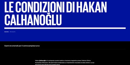 Inter: Calhanoglu, ecco l'esito della risonanza magnetica