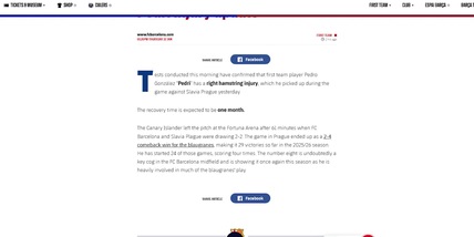 Barca, stop per il centrocampista Pedri