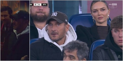 Emozionato e con il figlio Cristian: ecco Totti a vedere la sua Roma dopo quasi tre anni