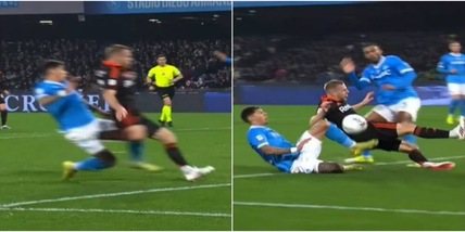 Contatto tra Olivera e Smolcic: la fotosequenza del fallo da rigore in Napoli-Como