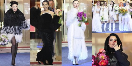 Elettra Lamborghini inciampa, Arisa e Bambole di pezza in bianco: tutti i look della sfilata di Sanremo 2026