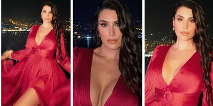Valentina Vignali in rosso: la scollatura sexy manda in tilt Sanremo