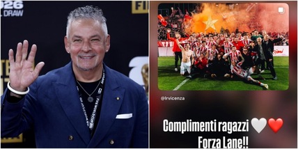 Il Vicenza torna in Serie B, festa Baggio sui social: "Complimenti ragazzi"