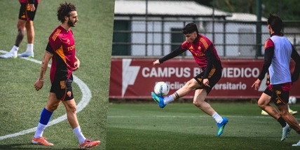 La Roma si allena senza i nazionali: Hermoso con una fasciatura al polpaccio, Soulé c'è