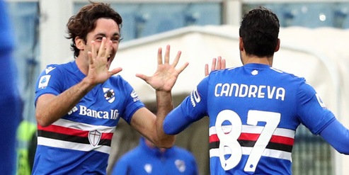 Il Verona si illude, la Samp cala il tris: Candreva, gol e assist