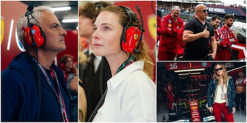 Tutti pazzi per la Ferrari: da Mourinho a Vin Diesel, parata di star a Silverstone ai box di Maranello