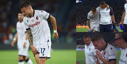 Immobile ko durante Roma-Bologna: l'infortunio e le smorfie di dolore