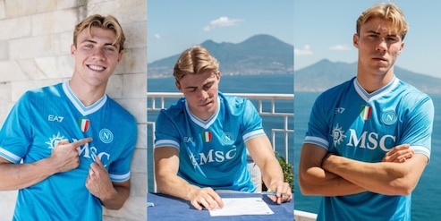 Hojlund al Napoli: le prime foto in azzurro all'ombra del Vesuvio
